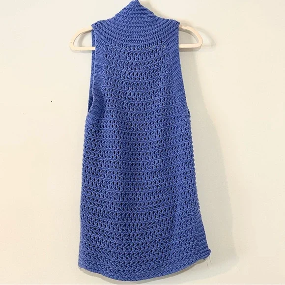Free People Blue Crochet Knit Sleeveless Tunic Dress Boho - Picture 3 of 6